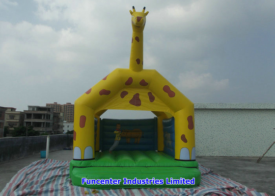 Costura segura da agulha Bouncy exterior inflável amarela do dobro do castelo da explosão dos brinquedos do girafa