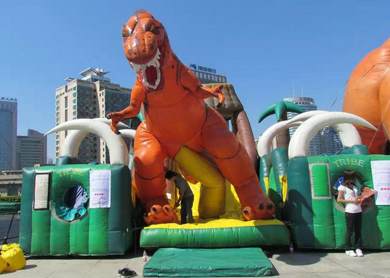Quadro inflável exterior Retardent do parque de diversões com grande explosão Dinosour