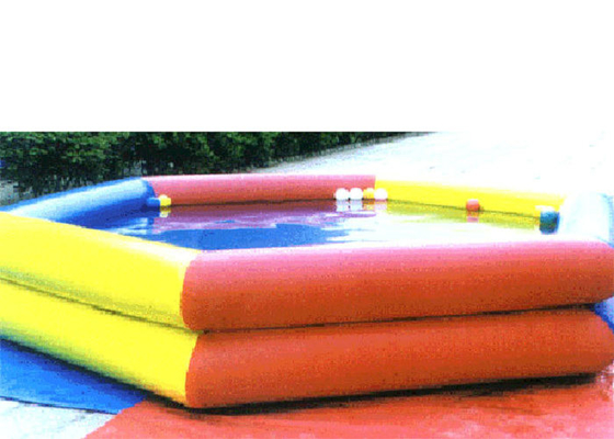 Materiais impressos de encerado de Plato da piscina do tubo azul inflável dobro