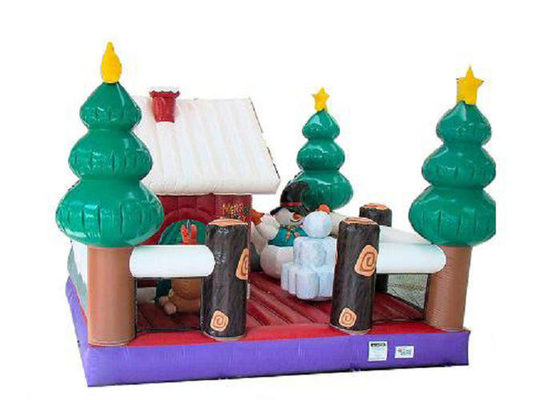 casa inflável do Natal do PVC do comprimento de 4m, rasgo inflável da casa do salto resistente