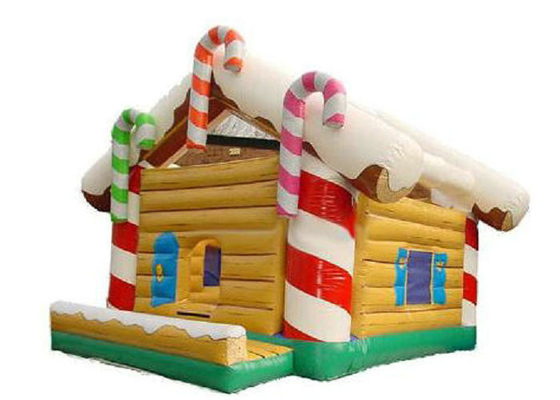 casa inflável do Natal do PVC do comprimento de 4m, rasgo inflável da casa do salto resistente
