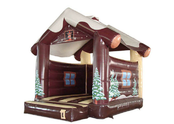 casa inflável do Natal do PVC do comprimento de 4m, rasgo inflável da casa do salto resistente