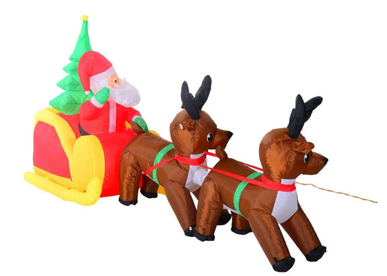 Decorações infláveis do feriado de Papai Noel com a linha dobro das renas costurada