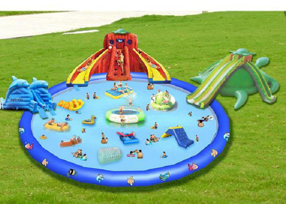 CE inflável da dimensão do parque 25mx25m da água da aparência colorida grande aprovado