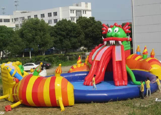 Parque inflável da água do PVC de Plato com costura segura da agulha do dobro da corrediça da associação